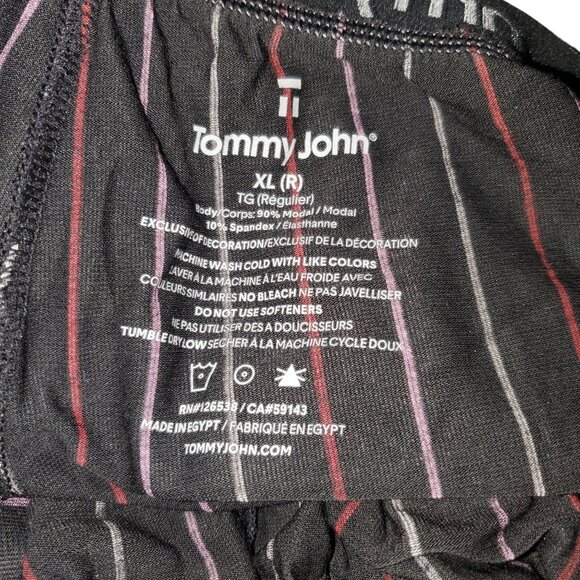 Tommy John Second Skin Pajama Pants Men's XL Black Pink Striped Modal PJs Lounge - Picture 5 of 5